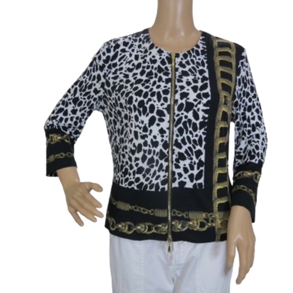 Joseph Ribkoff Animal Print and Chain Pattern Cardigan - Picture 1 of 5